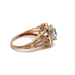 Blue Stone Lady's Stone Ring 10K Rose Gold 4.2g Size:7
